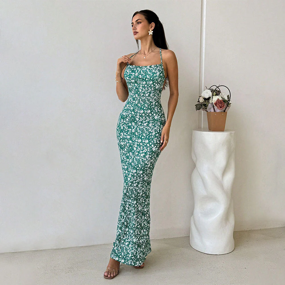 Ladies Maxi Dress – Natural Fibers – Tailored Fit – Spaghetti Straps – Open Back - Image 6