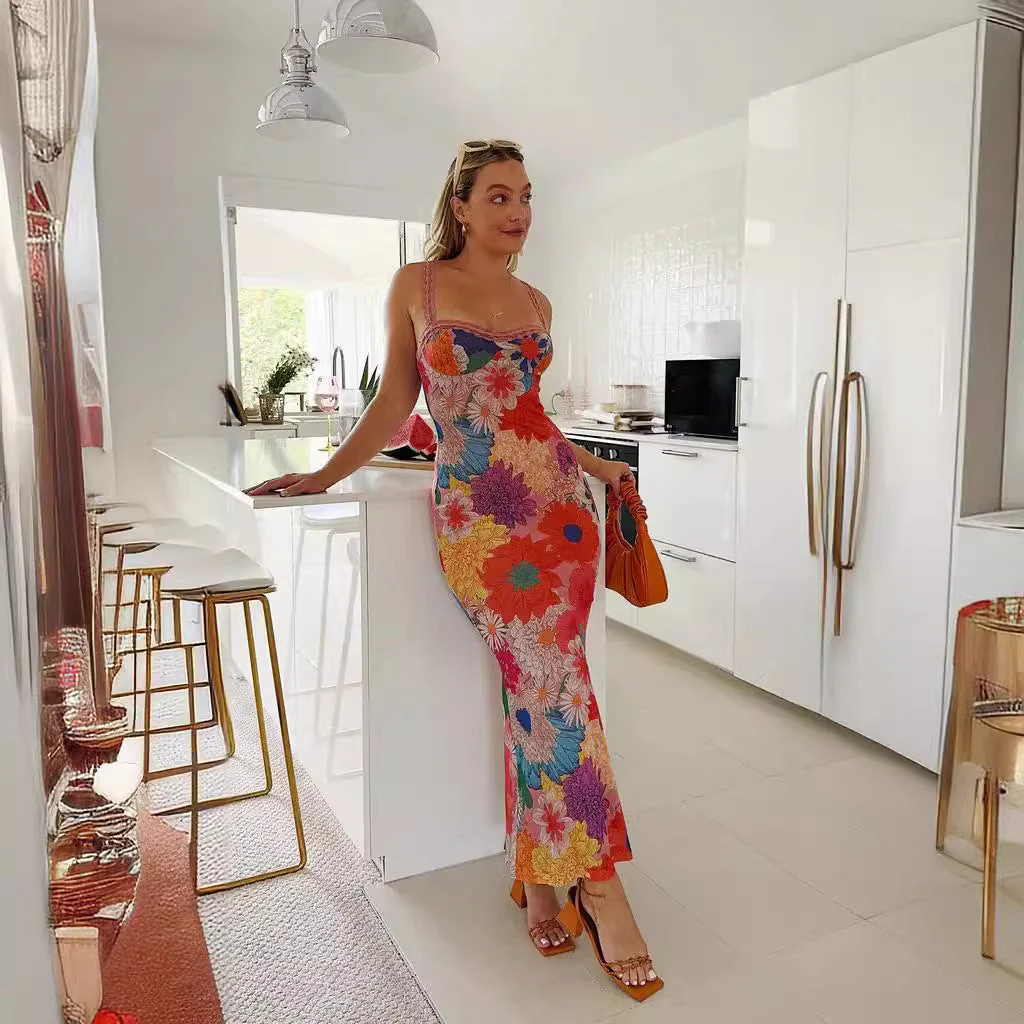Ladies Maxi Dress – Slim Fit – One Shoulder – Floral Print – Sleeveless Design - Image 3