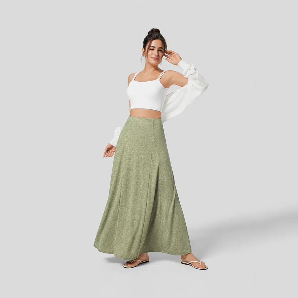 Ladies Maxi Skirt – High Waist – Flowy Fit – Soft Knit – Casual Comfort - Image 3