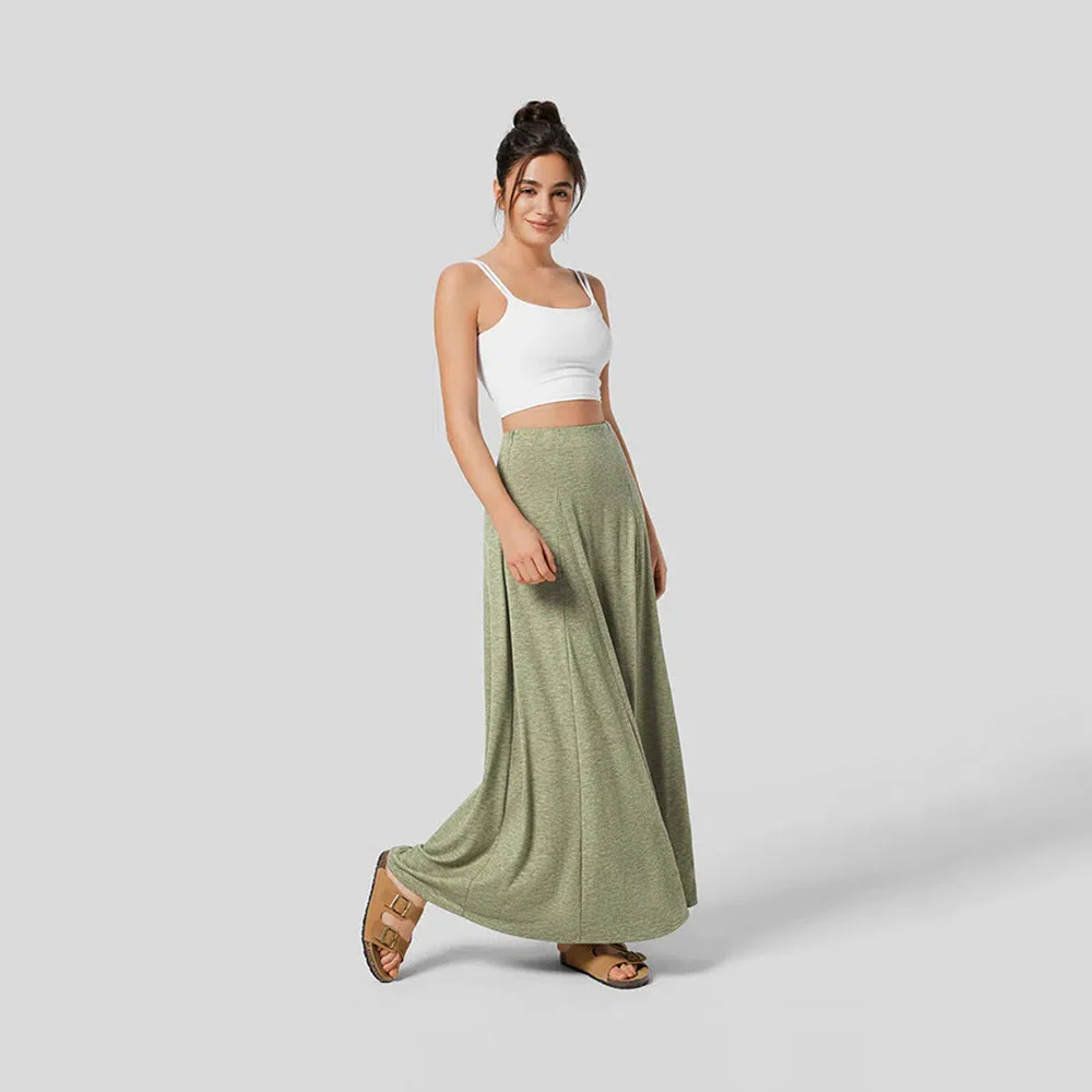 Ladies Maxi Skirt – High Waist – Flowy Fit – Soft Knit – Casual Comfort - Image 4