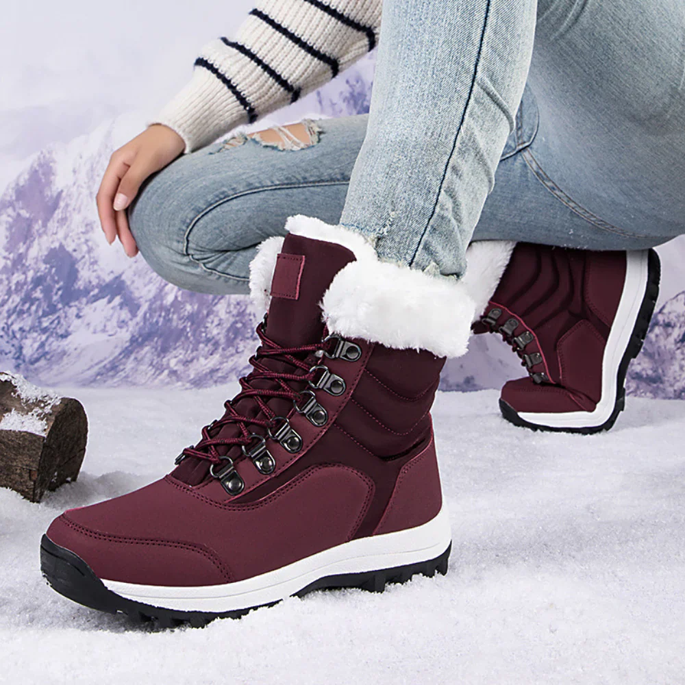 Women's Mid-Calf Boots – Water-Repellent – Fleece Lining – Grip Sole – Lace-Up - Image 3
