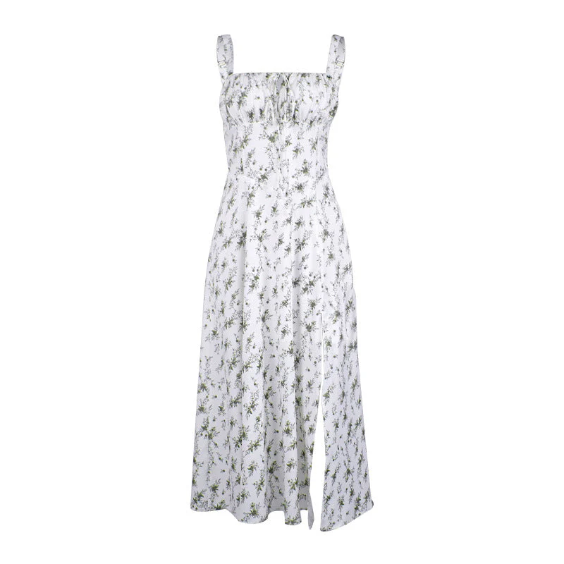 Ladies midi dress – A-line fit – Sleeveless – Floral print – Bow at bustline - Image 5