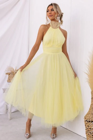 Women's midi dress – Halter neck – Figure-hugging bodice – A-line skirt – Luxury fabric - Image 15