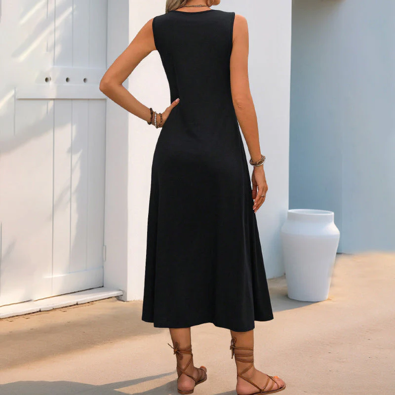 Women's midi dress – Sleeveless – Cotton – Loose fit – Embroidered pattern - Image 3