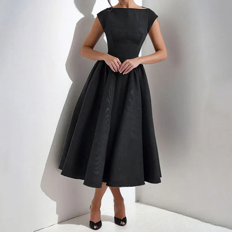 Ladies Midi Dress – Sleeveless – Slim Fit – Cotton – Flared Elegant Fit - Image 2