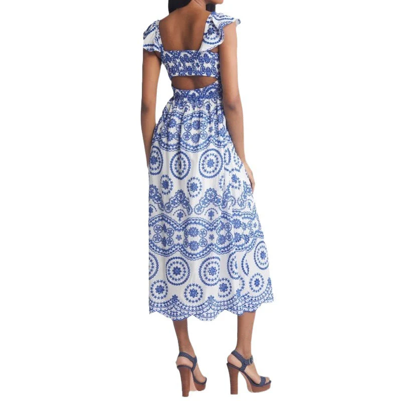 Women's Midi Dress – Natural Fabrics – Square Neck – Ruffle Sleeves – Relaxed Fit - Image 5
