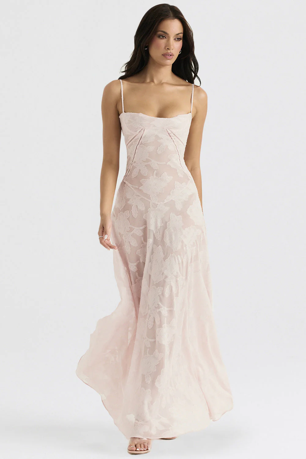 Ladies midi dress – Slim fit – Spaghetti straps – Elegant flowing skirt – Luxury fabric - Image 5