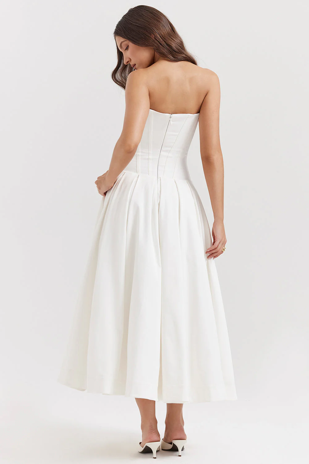 Women's Midi Dress – Strapless – A-Line – Lined Top – Elegant Fit - Image 4