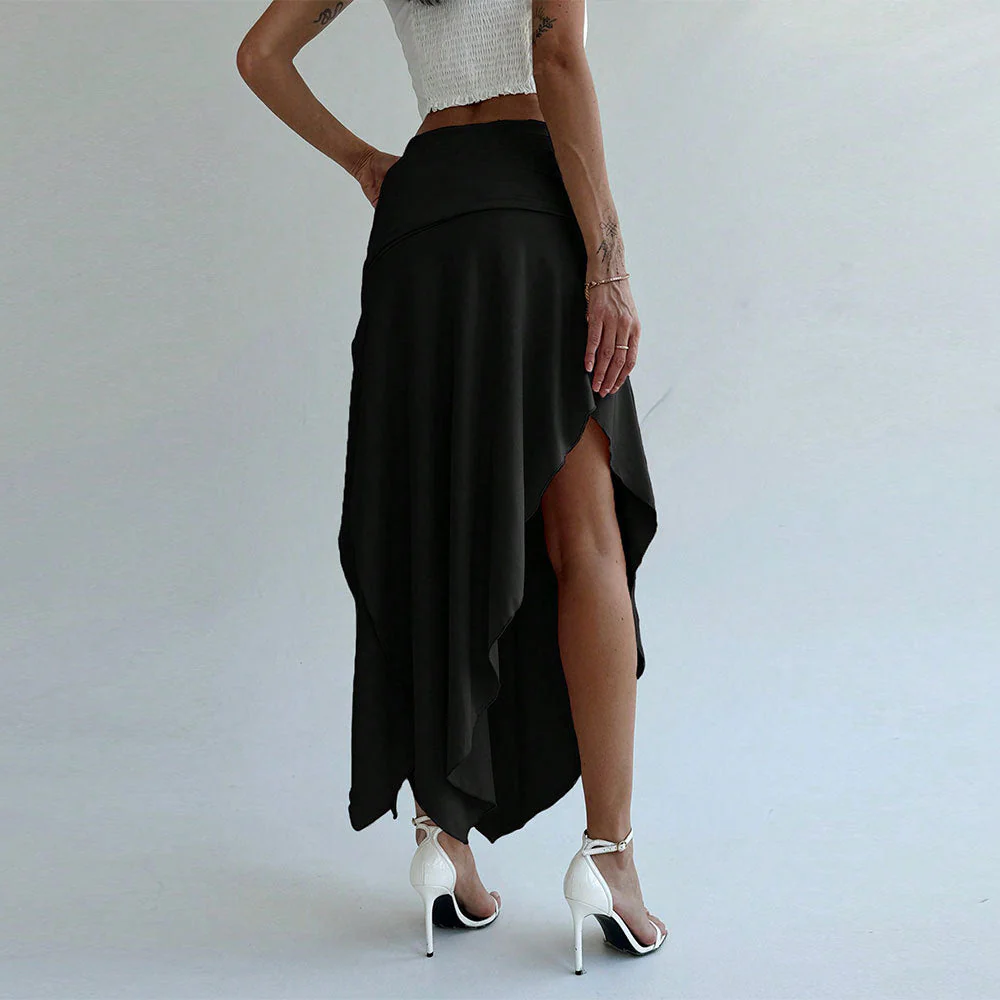 Ladies Midi Skirt – Elegant Fit – Ruched Waist – Asymmetrical Hem – Luxury Fabric - Image 3