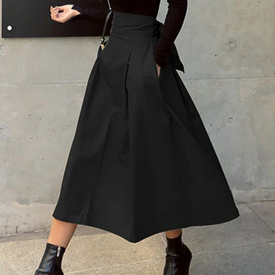 Women's midi skirt – High waist – A-line model – Lightweight breathable fabric - Image 2