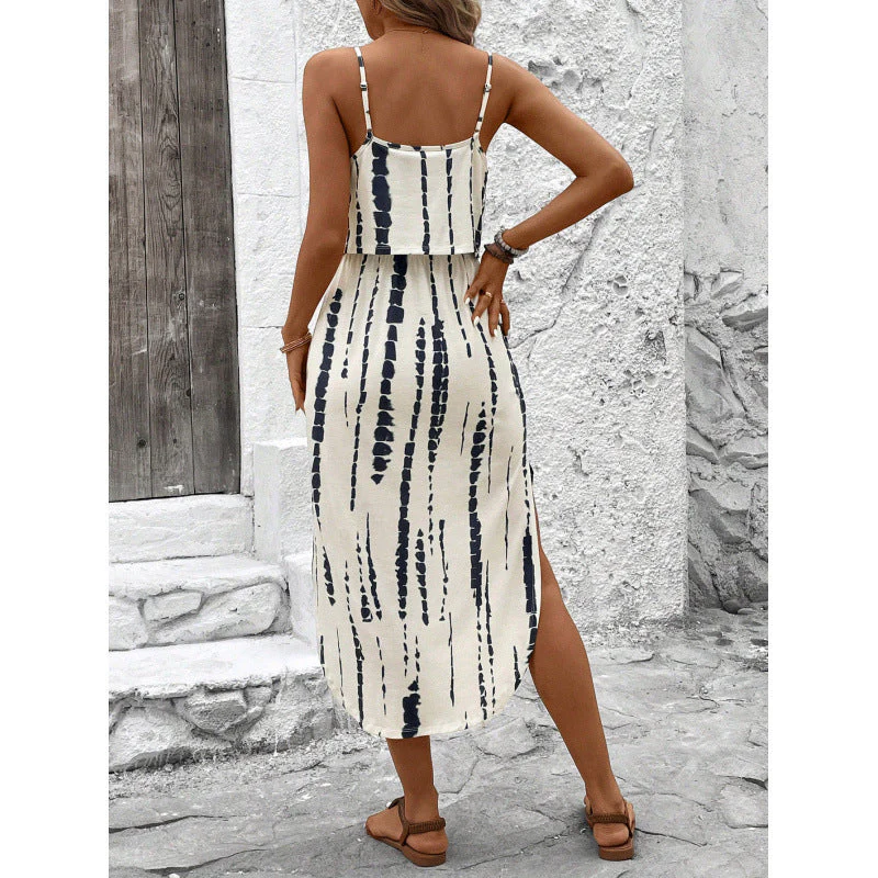 Women's Midi Summer Dress – Relaxed Fit – Sleeveless – Breathable Design – High Split - Image 3
