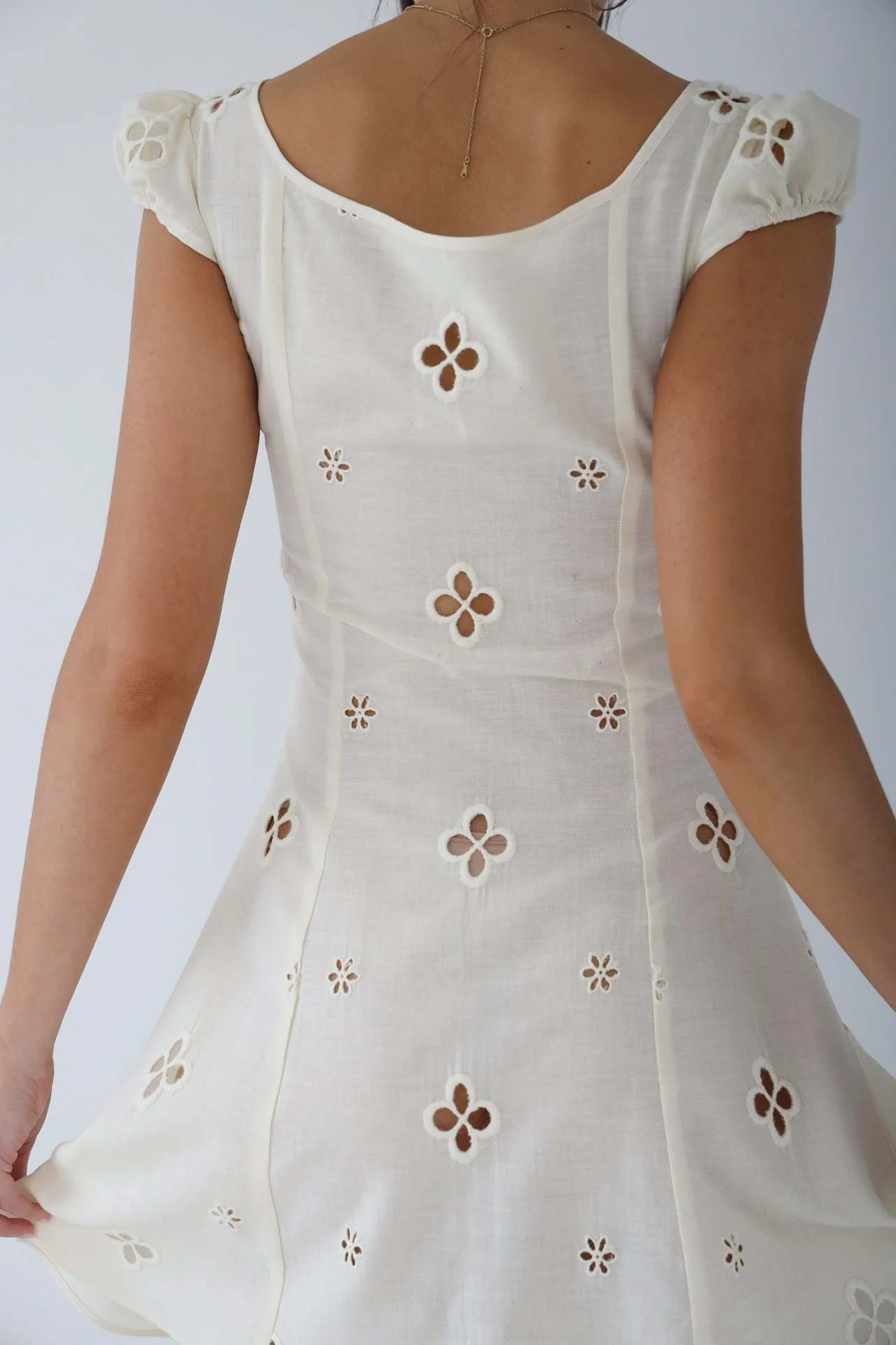 Women's Midi Dress – Fitted Model – Natural Fabrics – Embroidered Details – V-Neck - Image 3