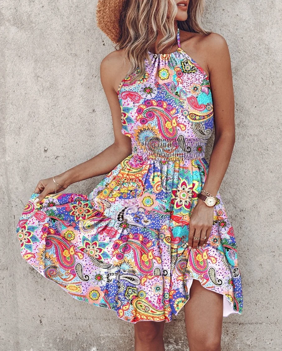 Ladies Mini Dress – A-line Fit – Open Back – Halterneck – Layered Skirt – Breathable - Image 2