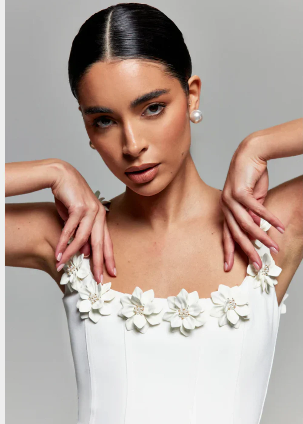 Ladies Mini Dress – Fitted Model – A-Line Shape – Floral Detail Neckline - Image 3
