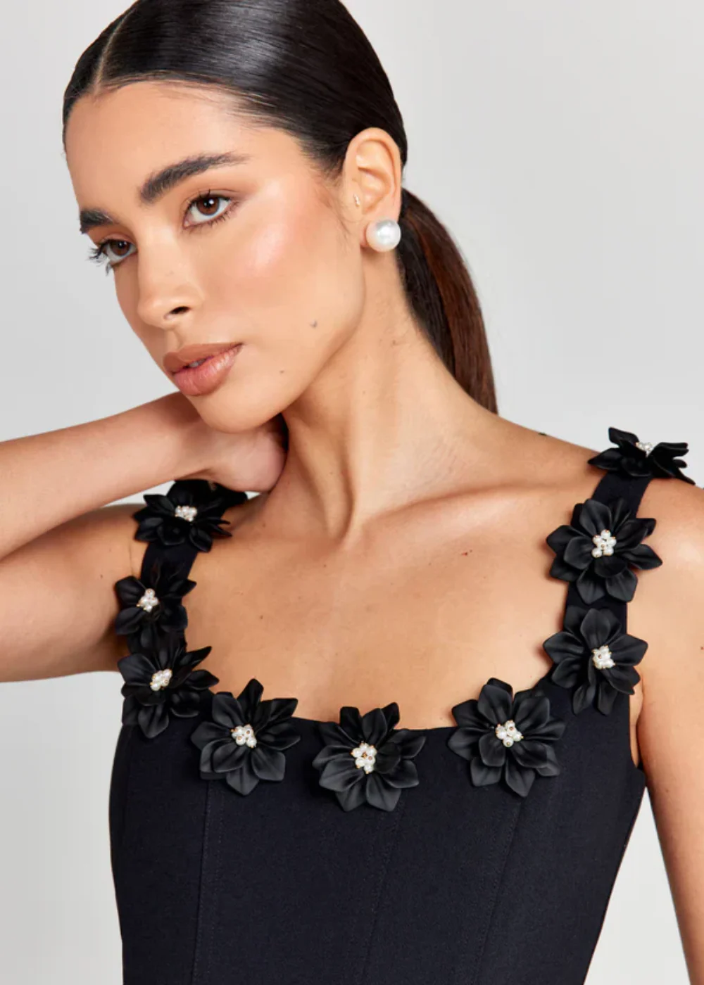 Ladies Mini Dress – Fitted Model – A-Line Shape – Floral Detail Neckline - Image 6
