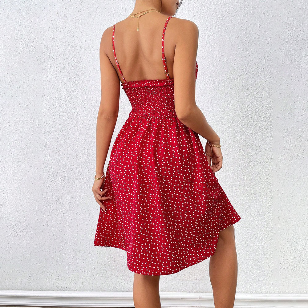 Women's Mini Dress – Slim Fit – Ruched Bust – Spaghetti Straps – Open Back – Breathable Model - Image 2