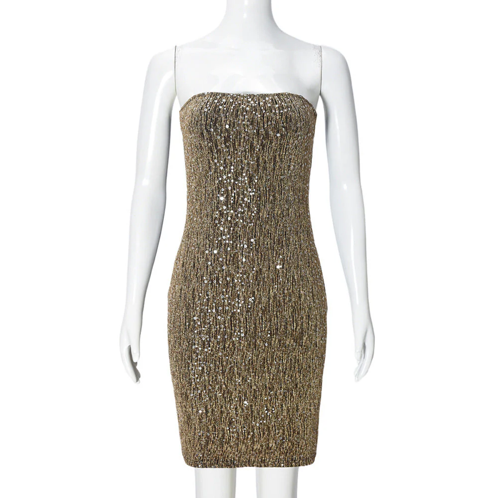 Ladies Mini Dress – Strapless – Slim Fit – Sequins – Eveningwear Partywear - Image 4