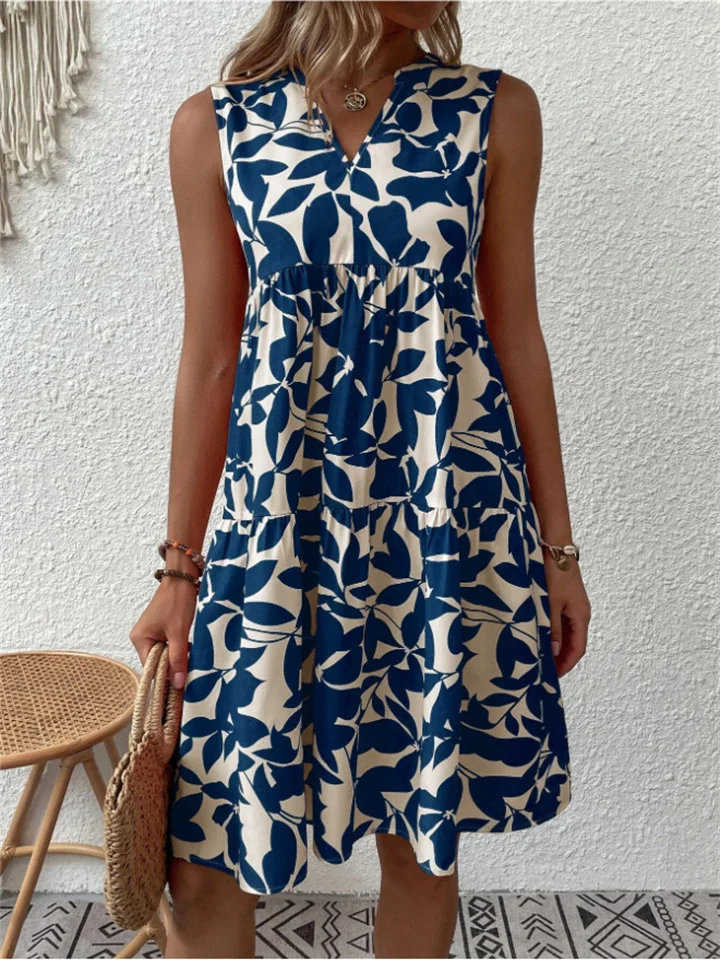 Women's sleeveless dress – V-neck – Relaxed fit – Breathable blend – Knee length – Casual - Image 2