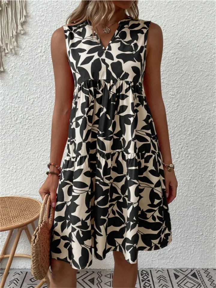 Women's sleeveless dress – V-neck – Relaxed fit – Breathable blend – Knee length – Casual - Image 4