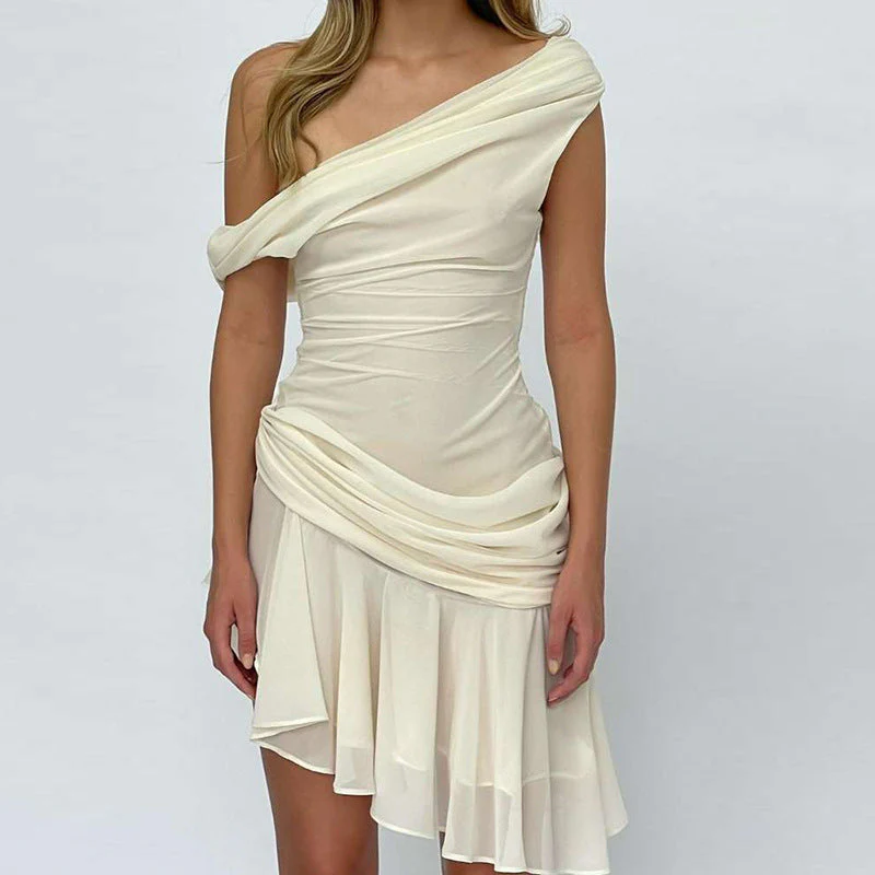 Ladies Off-Shoulder Dress – Flattering Ruching – Asymmetrical Hem – Elegant Fit - Image 4