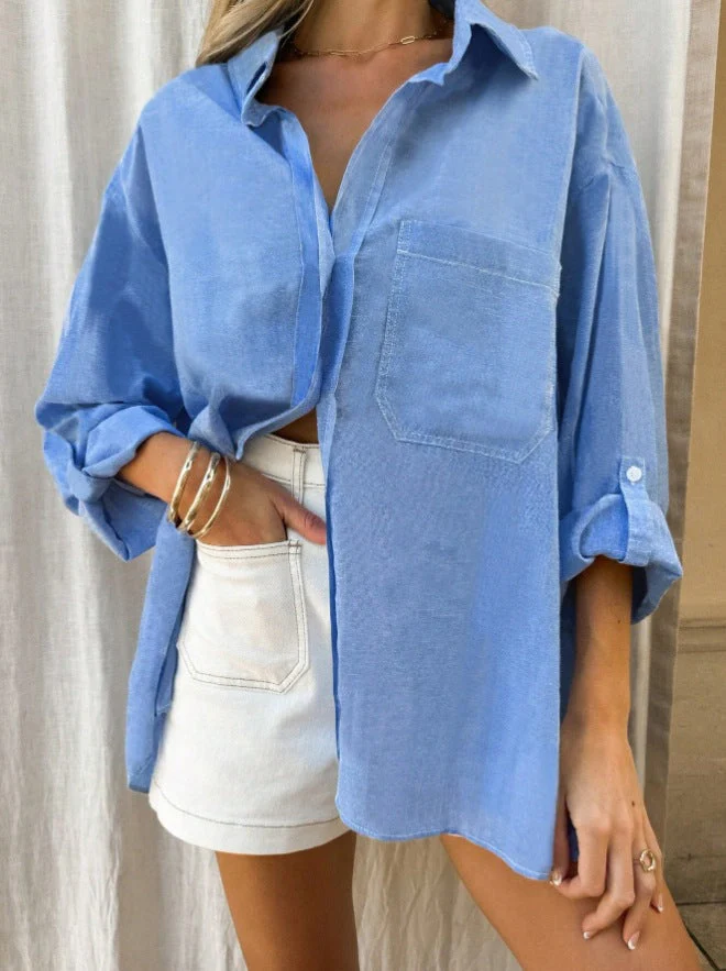 Women's Shirt – Oversized Fit – Long Sleeves – Breathable – Striped Design - Image 5