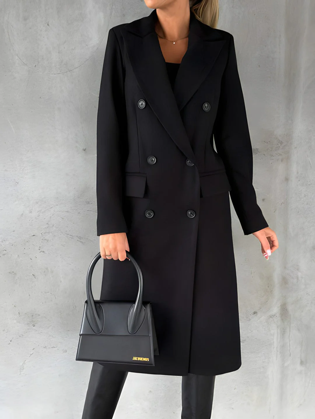 Women's Overcoat – Slim Fit – Wool Mix – Double-Breasted – Long Length – Notched Collar - Image 8