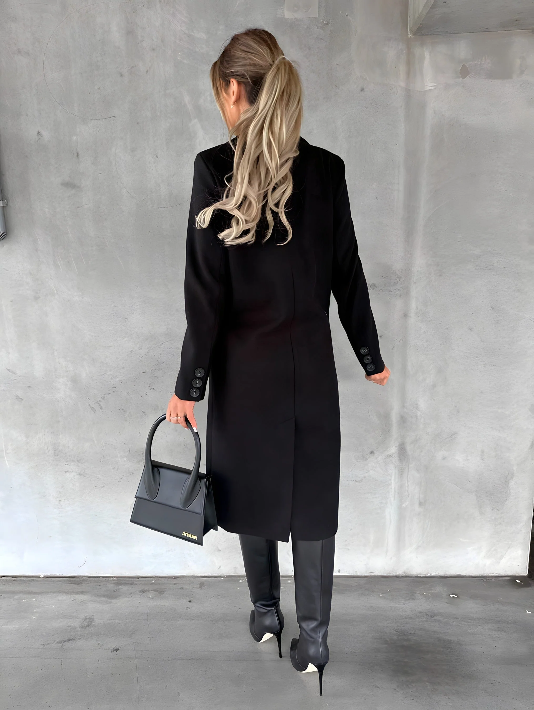 Women's Overcoat – Slim Fit – Wool Mix – Double-Breasted – Long Length – Notched Collar - Image 9