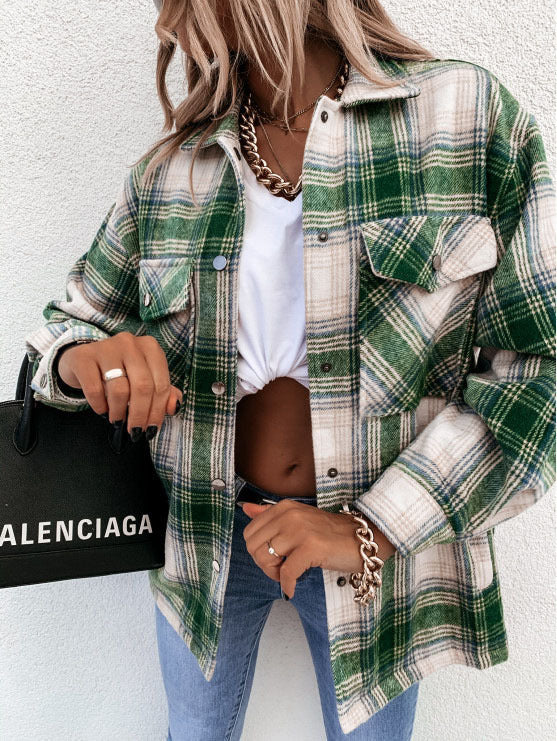 Women's Overshirt – Oversized Fit – Flannel – Check Pattern – Button Closure – Casual - Image 2