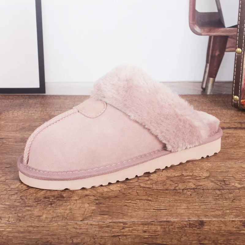 Women's Slippers – Cowhide Upper – Warm Plush Lining – Slip-on Comfort - Image 5