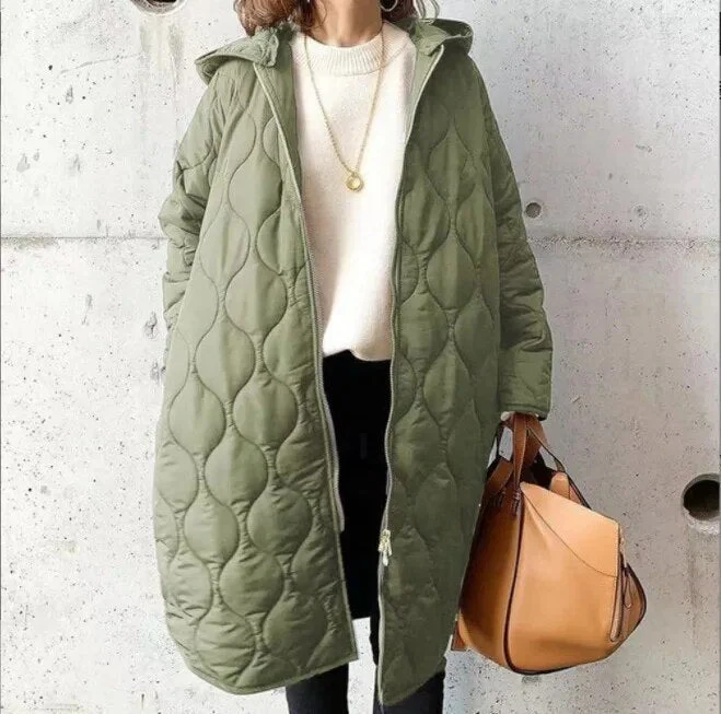 Women's Parka Coat – Oversized Fit – Padded – With Hood – Knee-Length - Image 4