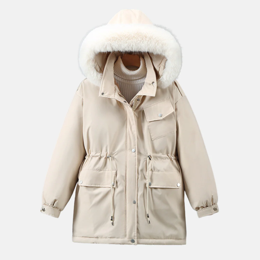 Women's Parka Coat – Relaxed Fit – Detachable Faux Fur hood – Mid-Length Model - Image 2