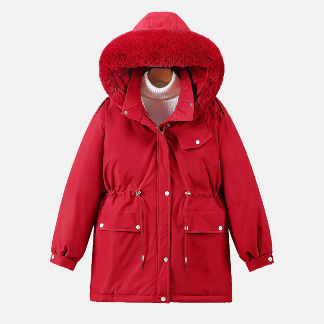 Women's Parka Coat – Relaxed Fit – Detachable Faux Fur hood – Mid-Length Model - Image 3