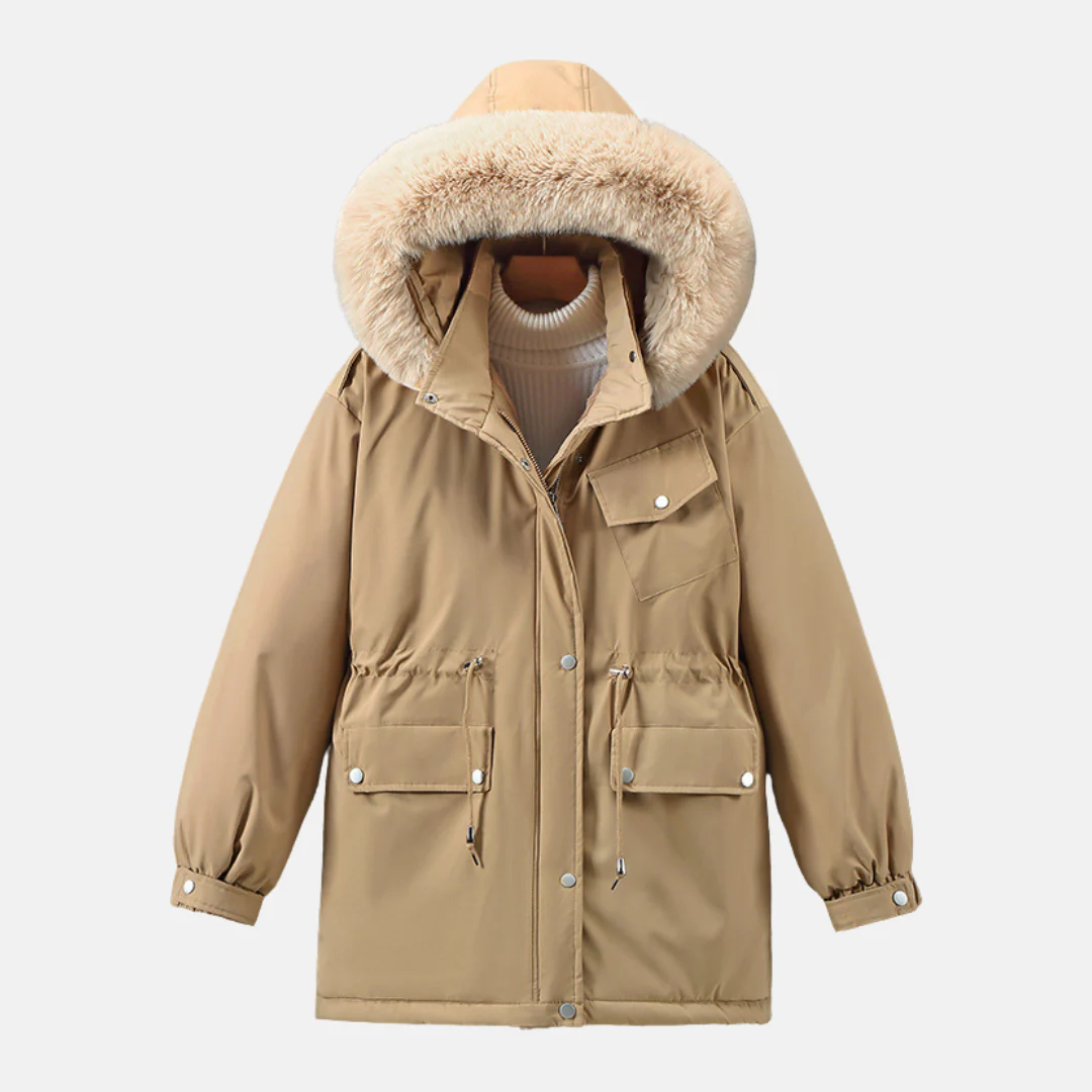 Women's Parka Coat – Relaxed Fit – Detachable Faux Fur hood – Mid-Length Model - Image 4
