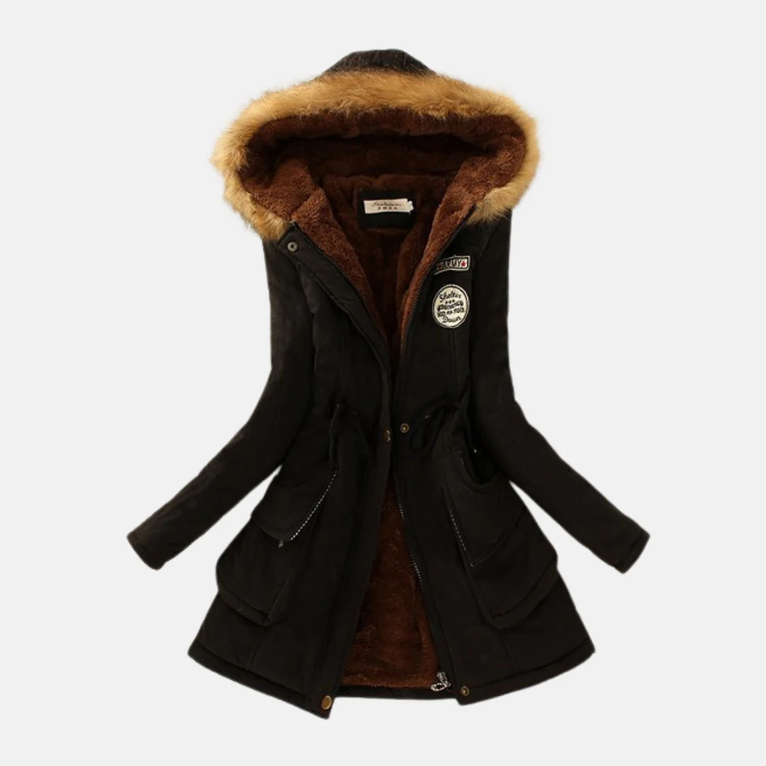 Women's Parka Coat – Sherpa Lining – Adjustable Waist – Removable Fur Collar - Image 2