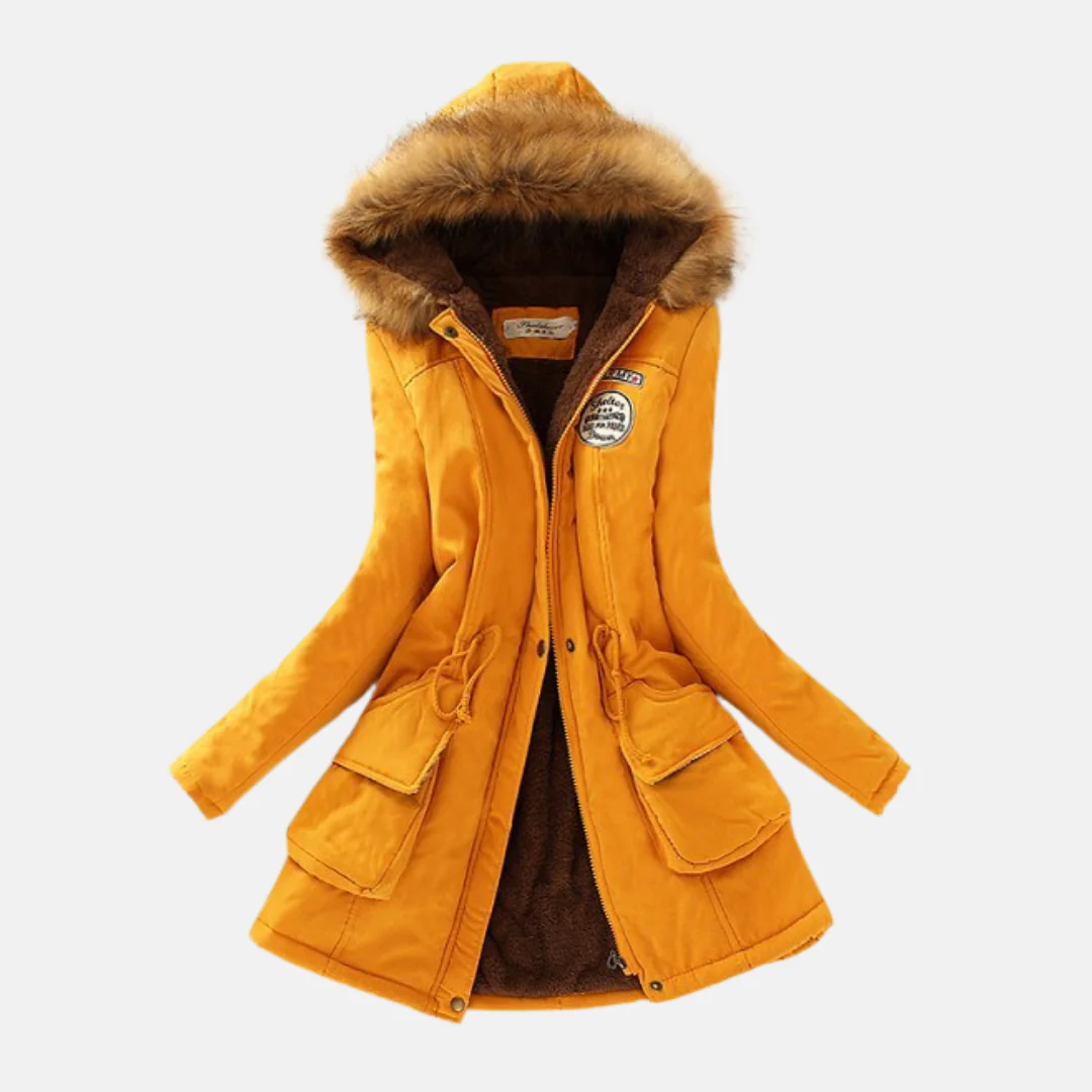 Women's Parka Coat – Sherpa Lining – Adjustable Waist – Removable Fur Collar - Image 4