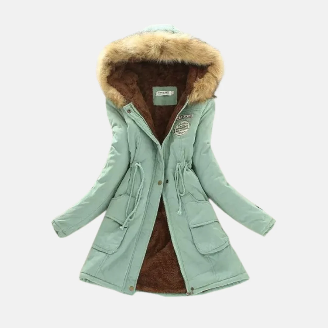 Women's Parka Coat – Sherpa Lining – Adjustable Waist – Removable Fur Collar - Image 6