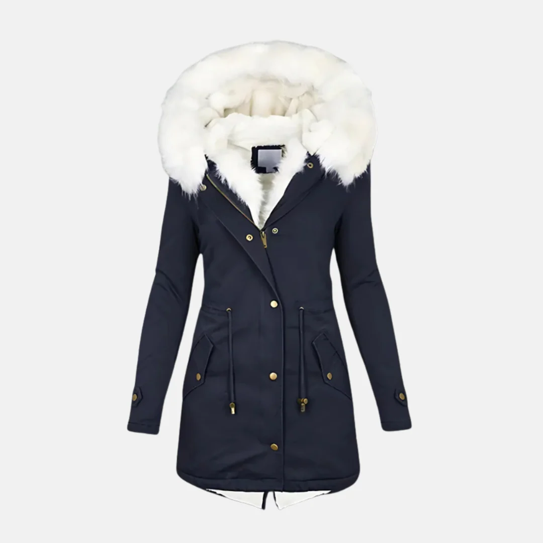 Women's Parka Jacket – Slim Fit – Adjustable Waist – Faux Fur Hood – Windproof - Image 2