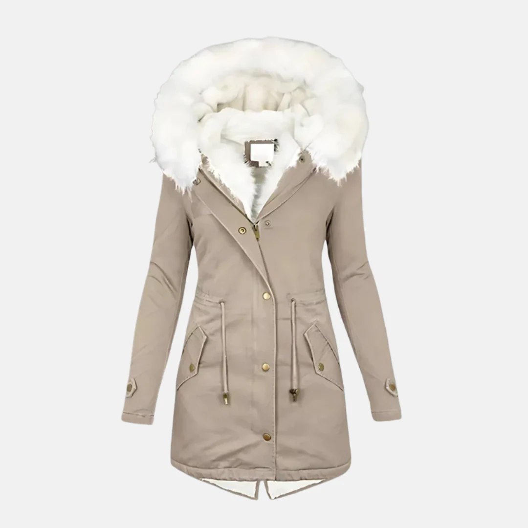 Women's Parka Jacket – Slim Fit – Adjustable Waist – Faux Fur Hood – Windproof - Image 3