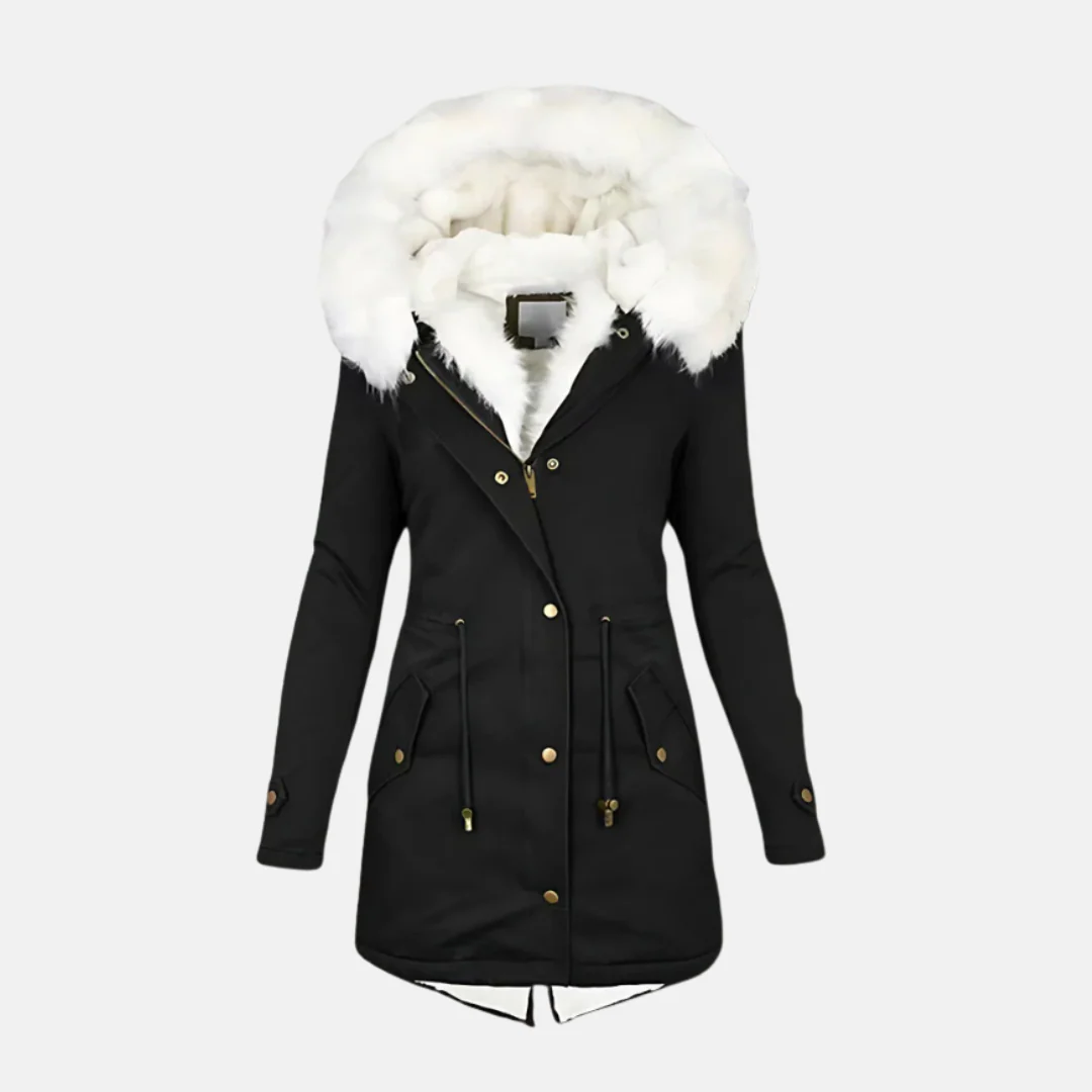 Women's Parka Jacket – Slim Fit – Adjustable Waist – Faux Fur Hood – Windproof - Image 4