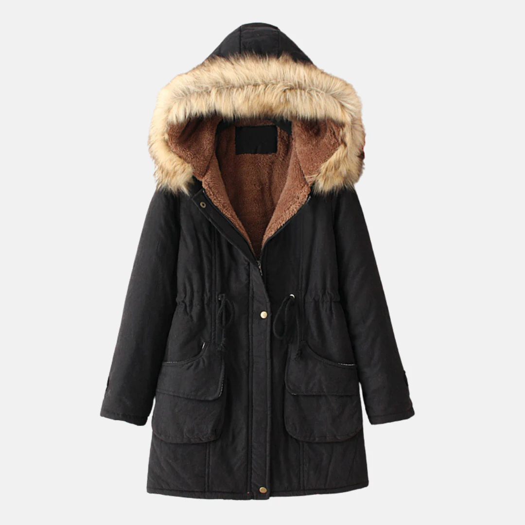 Women's parka coat – Slim fit – Water-repellent – Sherpa lining – Faux fur hood - Image 3