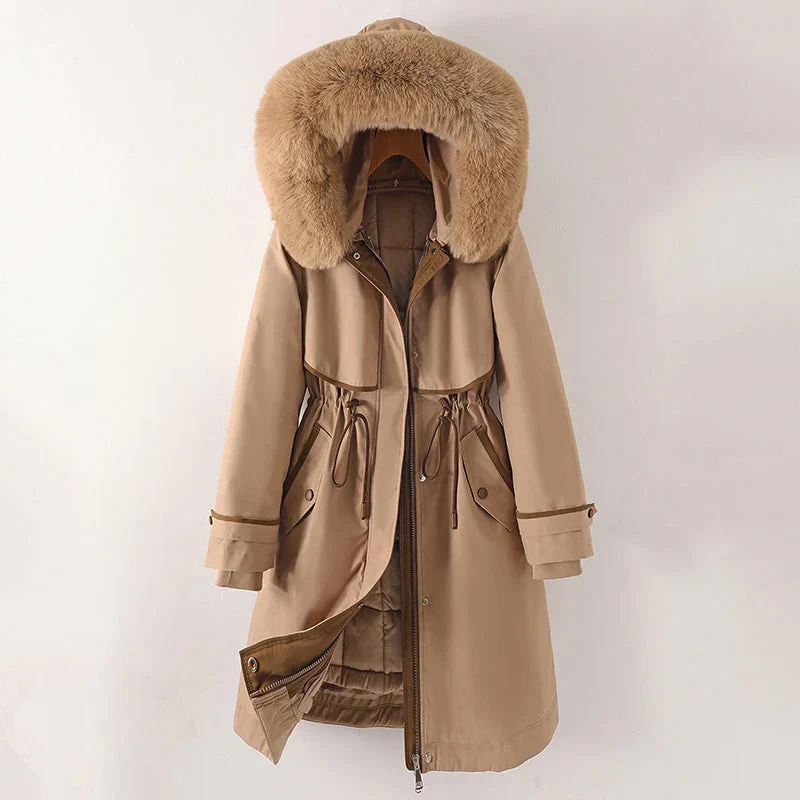 Women's parka coat – Adjustable waist – Padded lining – Hood with fur – Water-repellent - Image 5