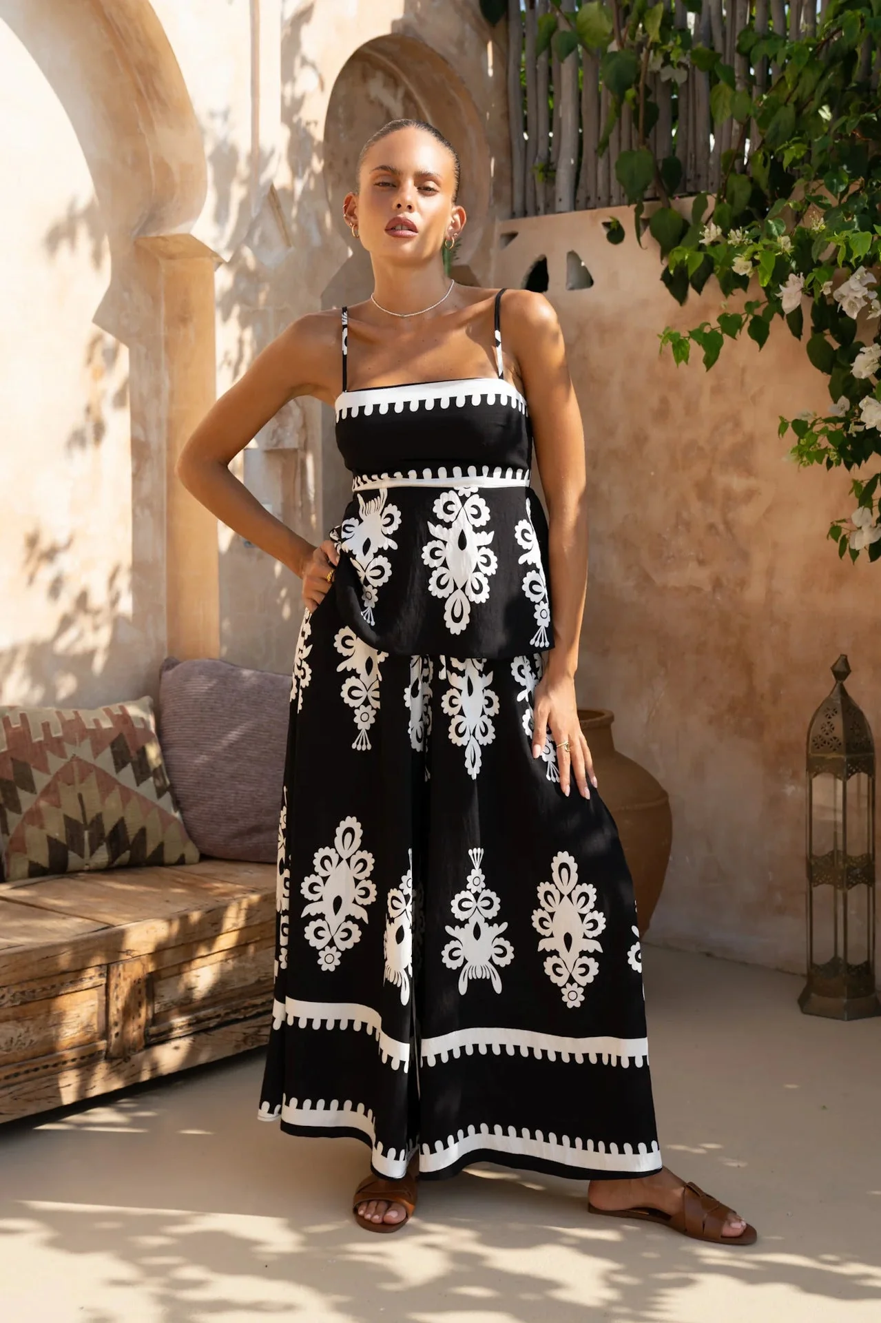 Women's Peplum Top – Cotton – Fitted Model – Spaghetti Straps – Ethnic Print - Image 3