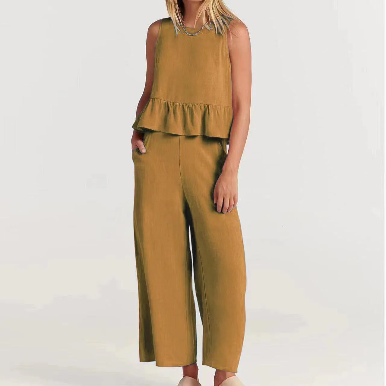 Women's Peplum Top – Sleeveless – Relaxed Fit – Breathable Natural Textile - Image 13