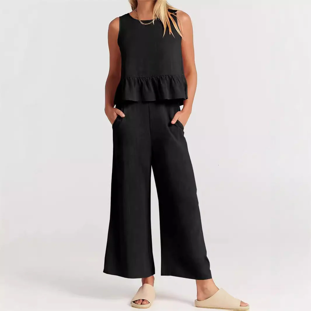 Women's Peplum Top – Sleeveless – Relaxed Fit – Breathable Natural Textile - Image 2