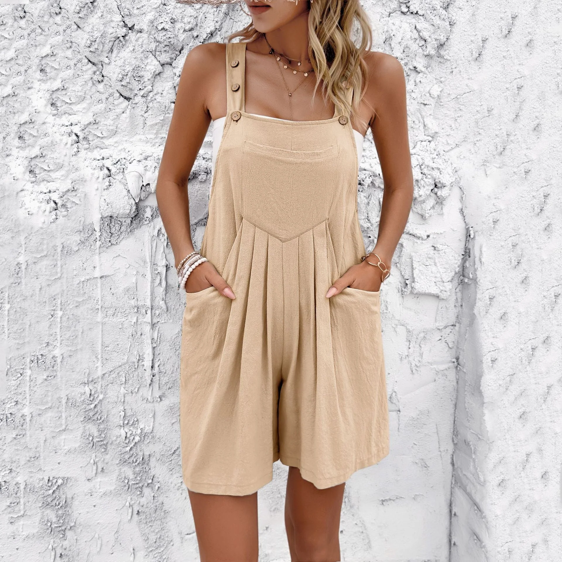 Ladies Playsuit – Relaxed Fit – Breathable Material – Spaghetti Straps – Front Pockets - Image 3