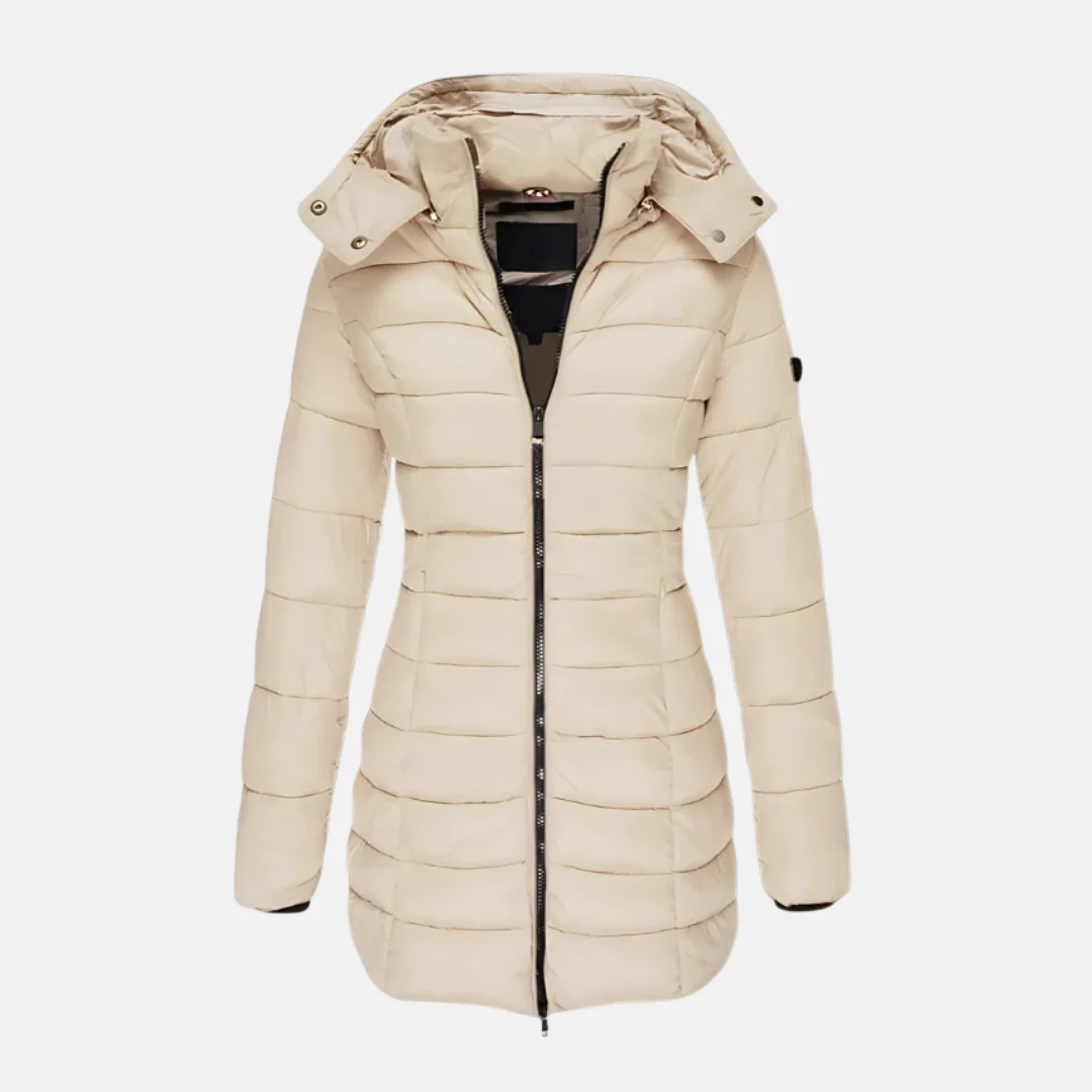 Women's Puffer Jacket – Slim Fit – Padded – Mid-length – With Hood and Ribbed Cuffs - Image 2