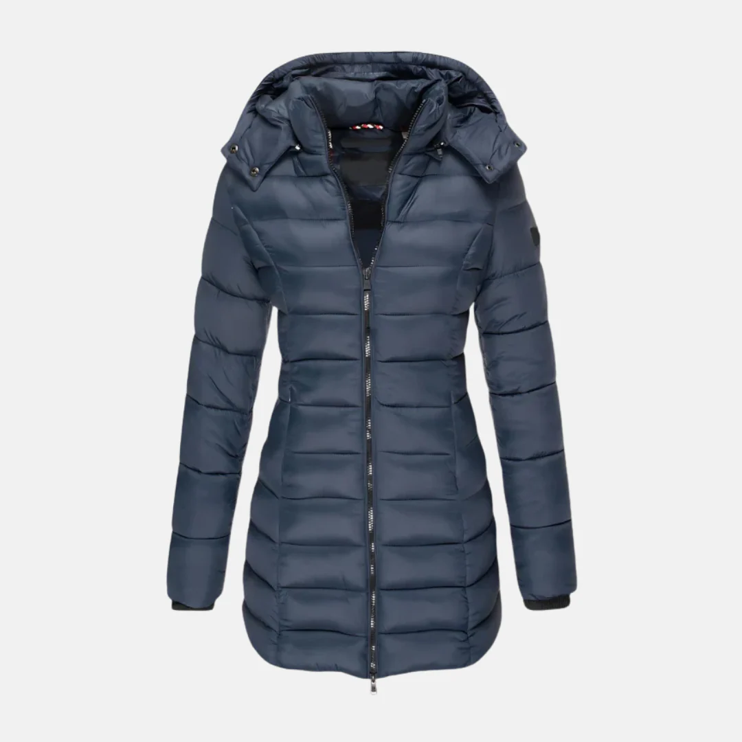 Women's Puffer Jacket – Slim Fit – Padded – Mid-length – With Hood and Ribbed Cuffs - Image 3