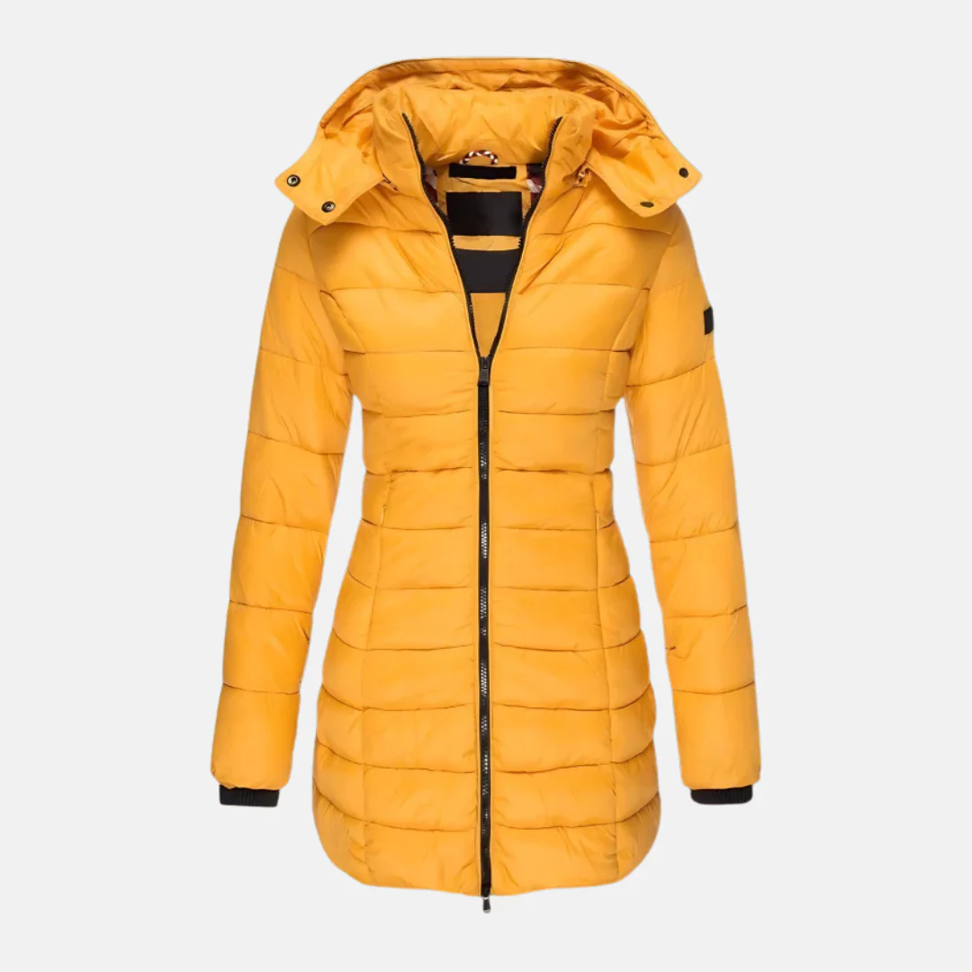 Women's Puffer Jacket – Slim Fit – Padded – Mid-length – With Hood and Ribbed Cuffs - Image 5