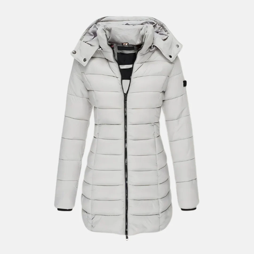 Women's Puffer Jacket – Slim Fit – Padded – Mid-length – With Hood and Ribbed Cuffs - Image 6