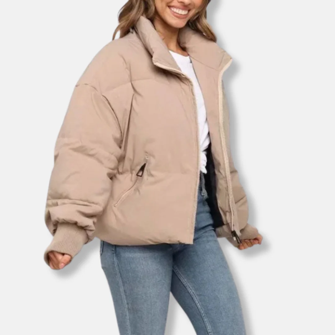 Women's puffer jacket – Oversized fit – Ribbed trims – Zip fastening – Stand-up collar - Image 2
